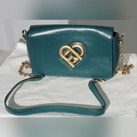 Furla Logo Plaque Leather Crossbody Bag – Dark Green – Made in Italy - Picture 1 of 10